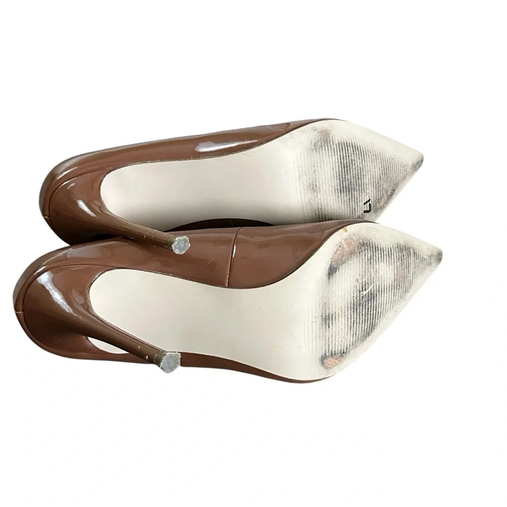 AQUA Patent Leather Pointed Toe Pumps. Tan, Women’s size 6M - Picture 7 of 7